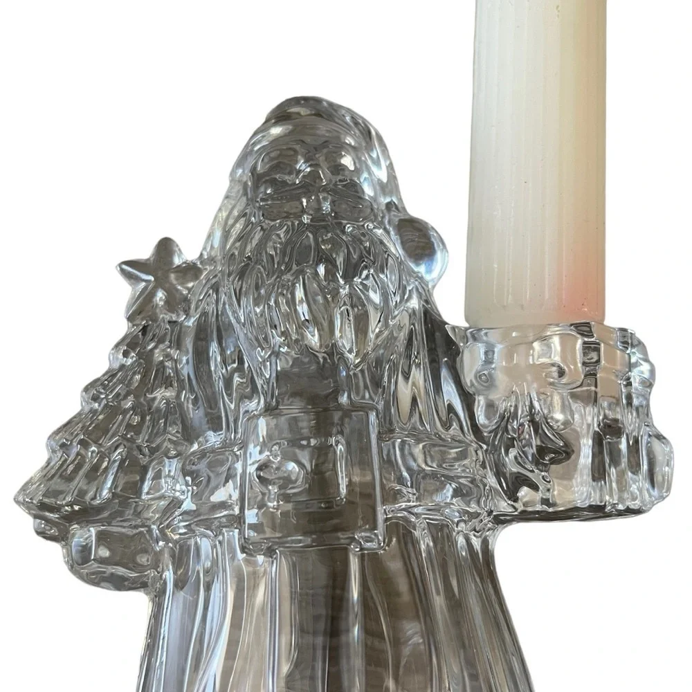 Santa-Lead Crystal Candle Holder, International Silver Company Crystal Santa